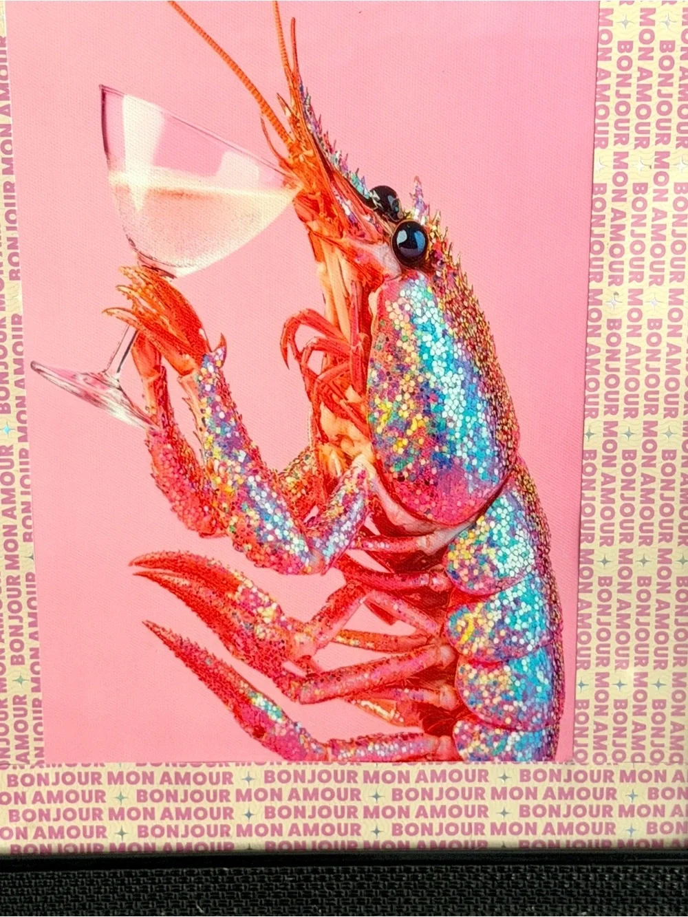 Glitter Crawfish Champagne Cocktail Sparkle Bonjour Mon Amour Canvas Print Art